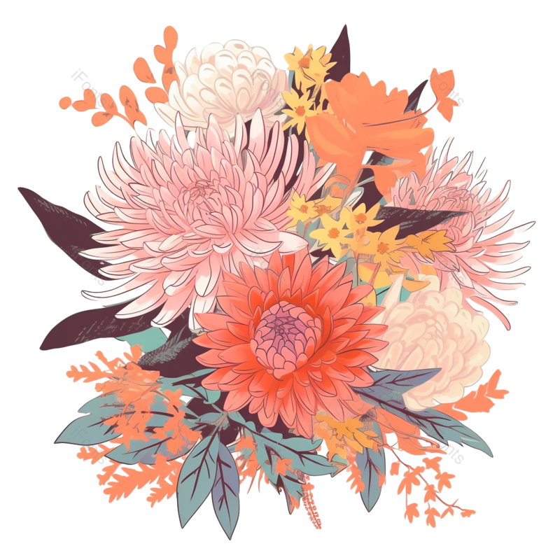 叶子图片,母亲节元素,菊花PNG,蜜蜂免抠素材